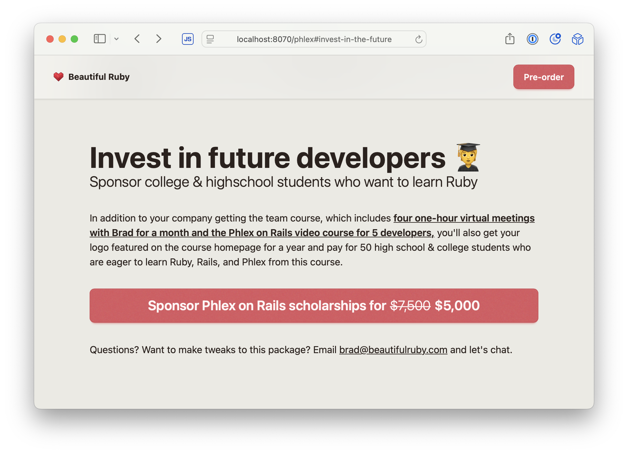 Phlex Video Course Scholarship package