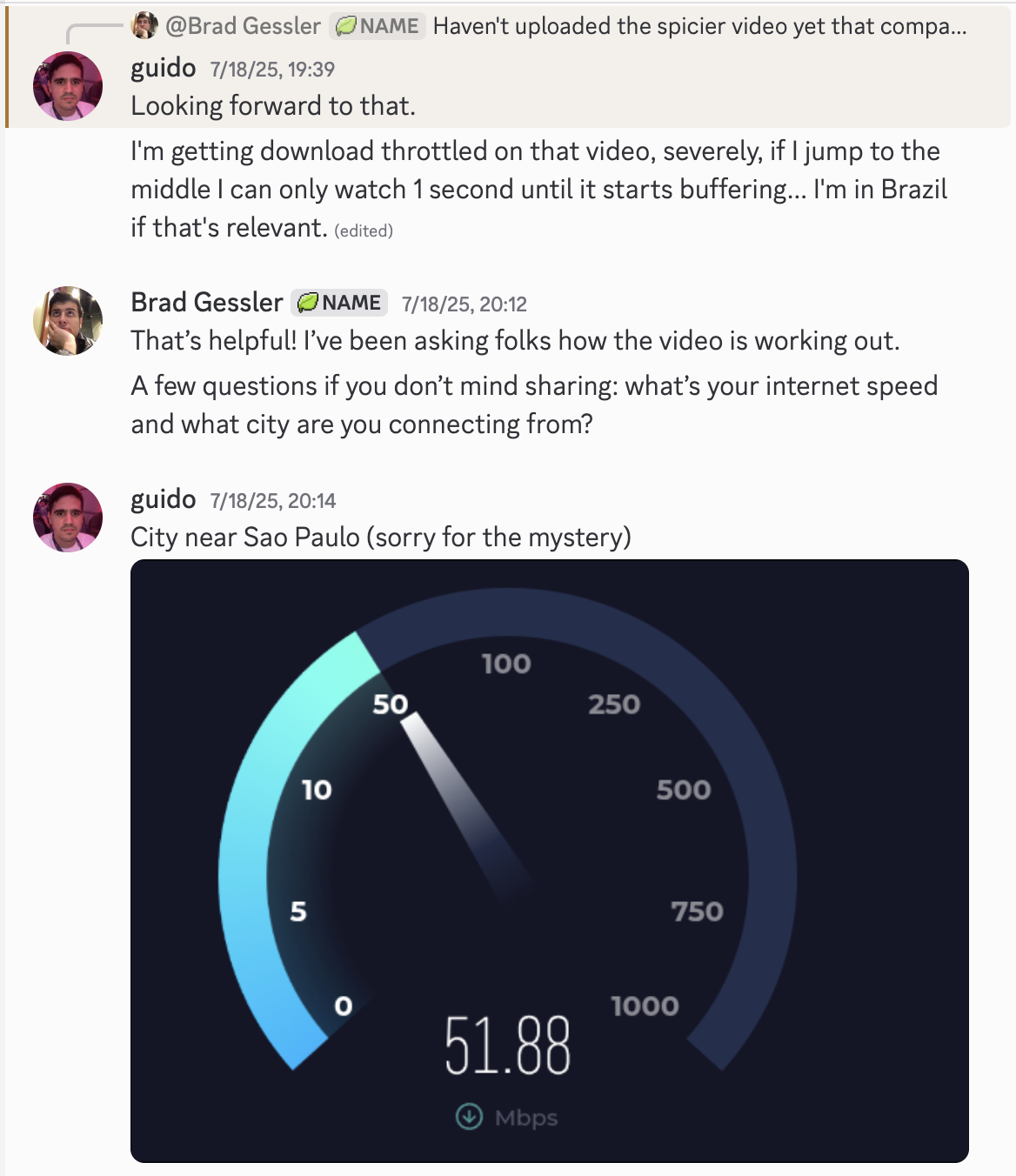 Video playback quality from Brazil