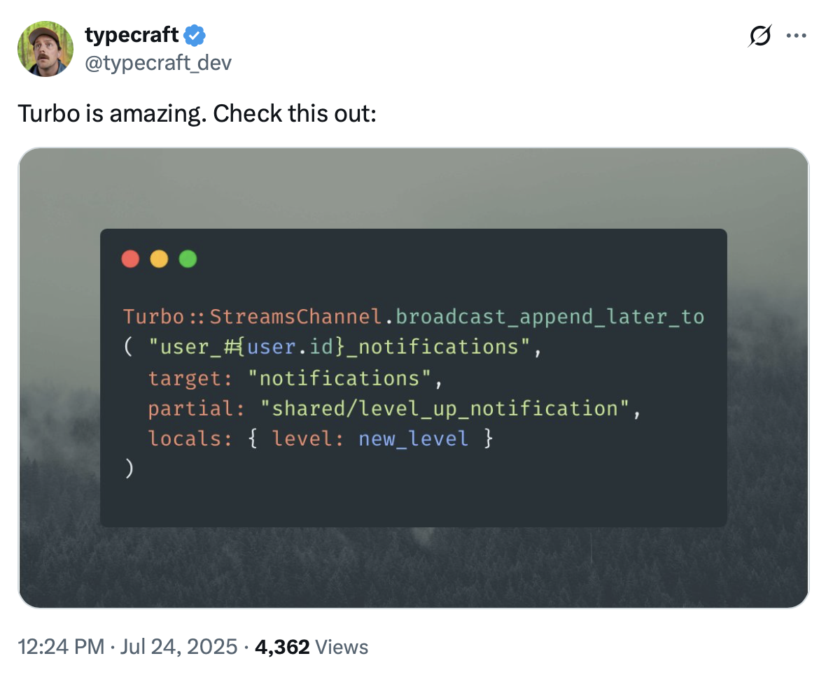 Tweet about Turbo from @typegen
