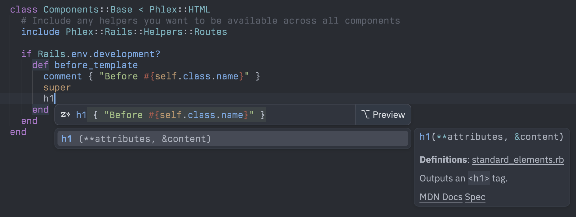 Screenshot of Phlex 